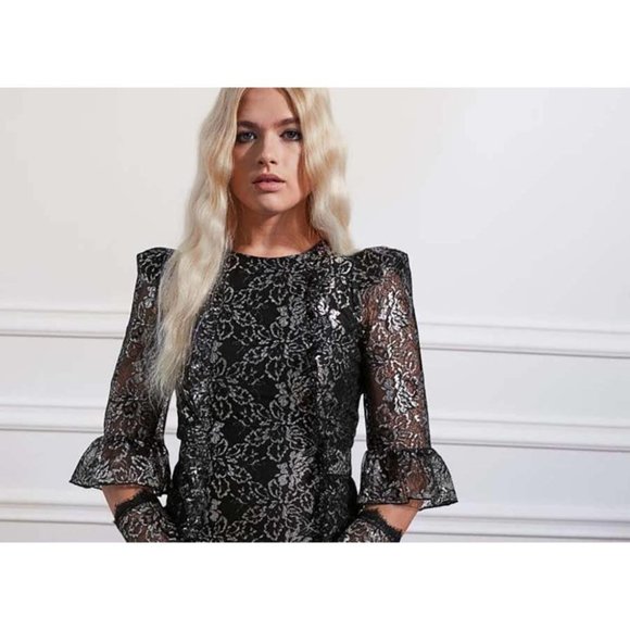 The Vampires Wife x HM Silver Lace Dress Small - Picture 6 of 6